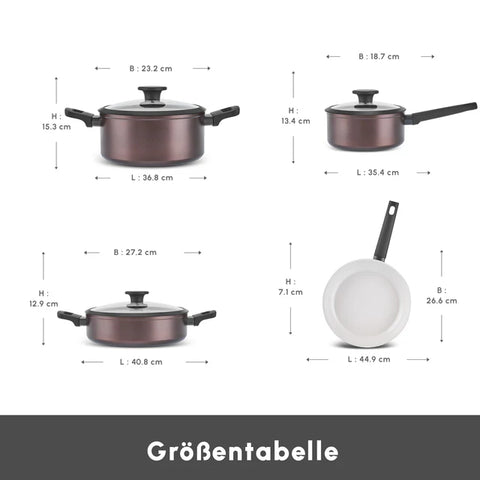 Karaca Ceramica Iconic Bronze – Batterie de Cuisine 7 Pièces avec Fond à Induction Karaca Ceramica Iconic Bronze – Batterie de Cuisine 7 Pièces avec Fond à Induction