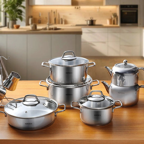 Karaca Belgrad Set de Casseroles en Acier Inoxydable 15 Pièces Karaca Belgrad Set de Casseroles en Acier Inoxydable 15 Pièces