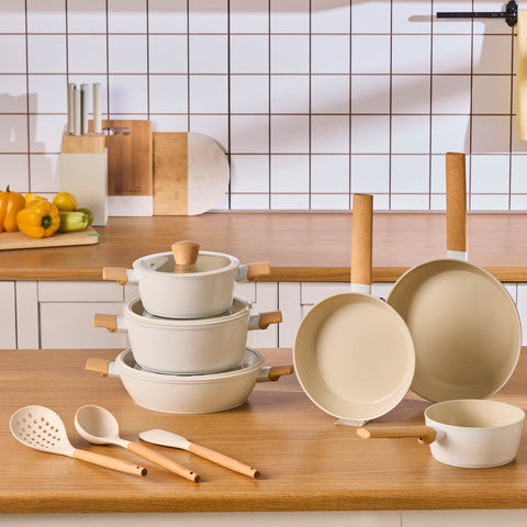 Karaca Swiss Crystal Almond Cream Set de 12 ustensiles de cuisine Karaca Swiss Crystal Almond Cream Set de 12 ustensiles de cuisine