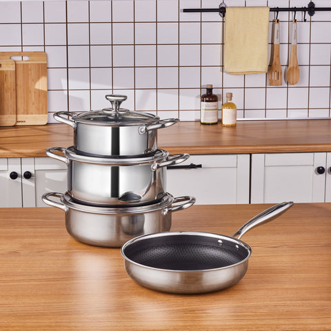 Karaca 3Ply, 7 Pièces Guardian Ensemble de Batterie de Cuisine, Induction Karaca 3Ply, 7 Pièces Guardian Ensemble de Batterie de Cuisine, Induction