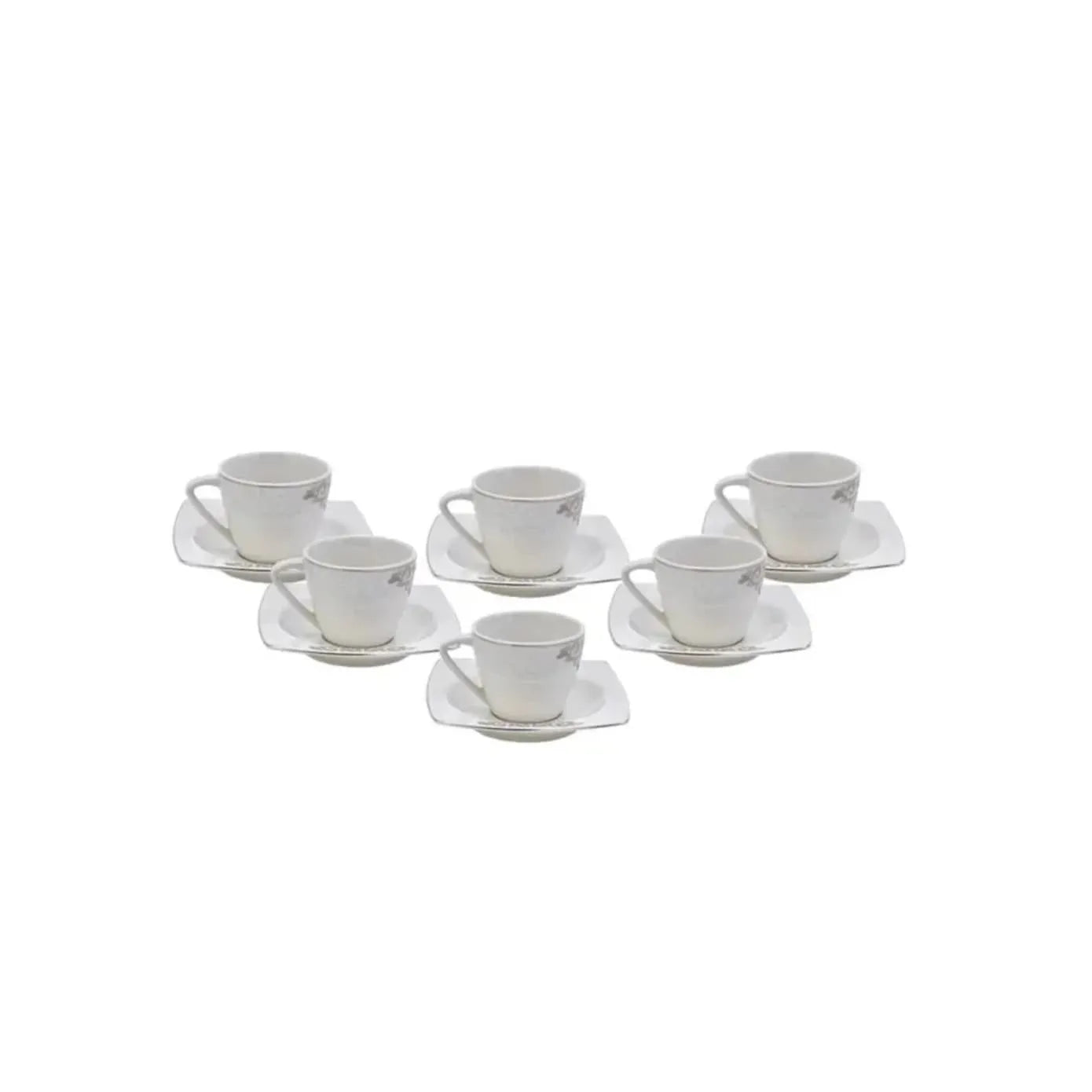 Karaca Bursa - Set 6 Tasses à Café Turc / Expresso 90 Ml En Porcelaine Bleu-Blanc Avec Soucoupes - Design Traditionnel Élégant
