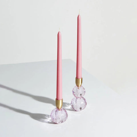 Bougeoir Karaca Home Vicki en verre, rose, 6x13 cm  Bougeoir Karaca Home Vicki en verre, rose, 6x13 cm