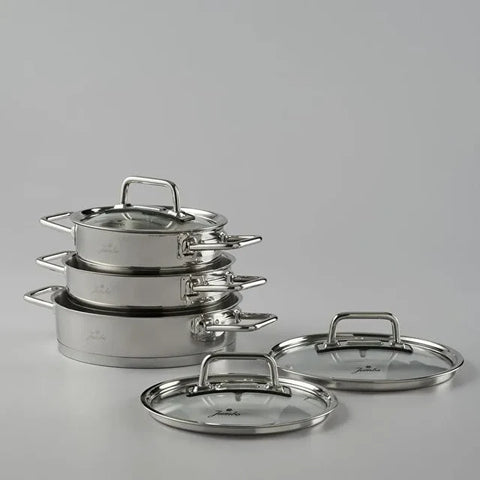 Set de poêles à œufs en acier inoxydable Jumbo Assos – 6 pièces, format midi, à doubles poignées