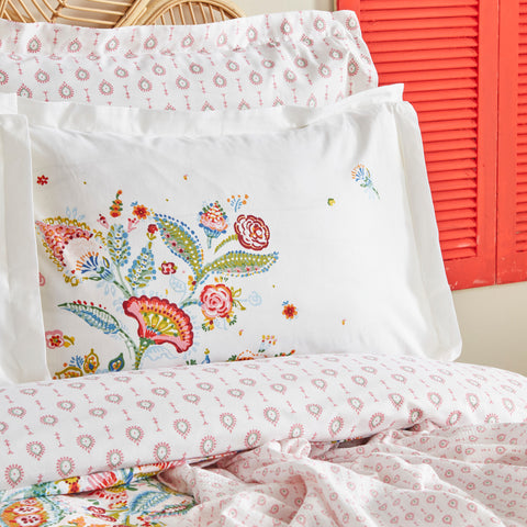Karaca Home Sarthe Housse de Couette et Jeté de Lit 100% Coton Double Multicolore
