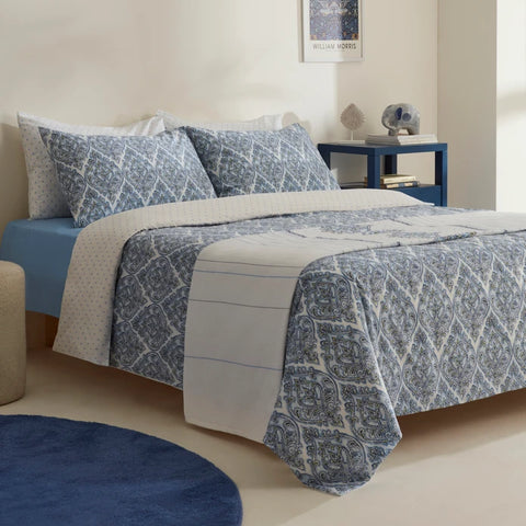 Sarah Anderson Aria Parure De Lit Double Avec Couvre-lit Offert Bleu