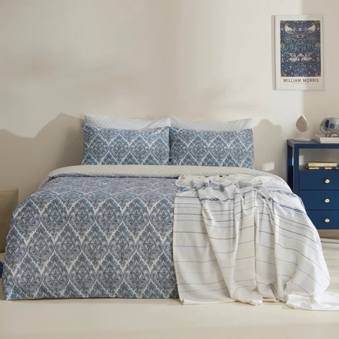 Sarah Anderson Aria Parure De Lit Double Avec Couvre-lit Offert Bleu