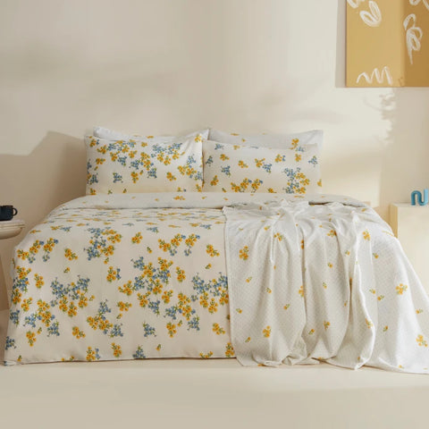 Sarah Anderson Morsey, Ensemble de Couette Matelassée pour lit Double, Jaune
