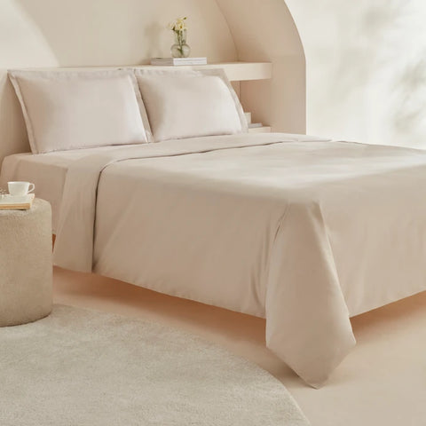 Karaca Home White Collection Lavin Ensemble de Housse de Couette 100% Coton Double Taille Beige