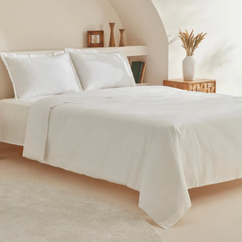 Karaca Home White Collection Lavin Parure de Lit Double 100% Coton Blanc