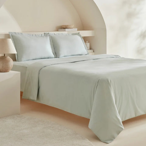 Karaca Home White Collection Lavin Ensemble de Housse de Couette 100% Coton Double Taille Sauge