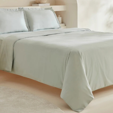 Karaca Home White Collection Lavin Ensemble de Housse de Couette 100% Coton Double Taille Sauge