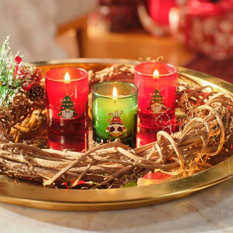 Karaca Home New Year Gnome Village 3 Pièces Set de Bougies Parfumées
