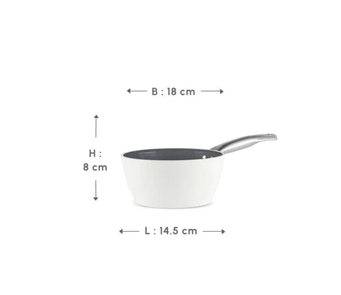 Casserole à Sauce Karaca Swiss Crystal Almond Cream avec Manche en Acier Inoxydable – 18 cm