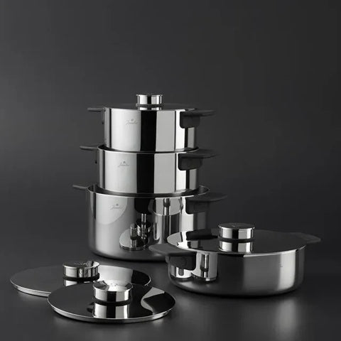 Set de casseroles en acier Jumbo Infinity 3-Ply à fond induction – 8 pièces