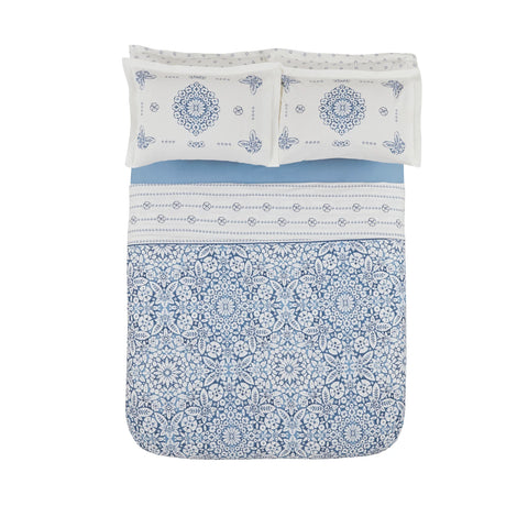 Ensemble de Literie Karaca Home Ida Bleu 100 % Coton Pour Lit Double