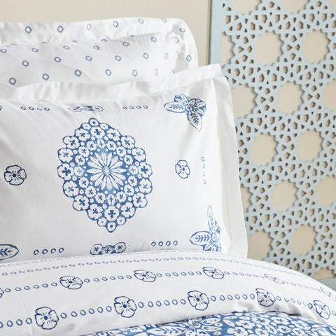 Ensemble de Literie Karaca Home Ida Bleu 100 % Coton Pour Lit Double