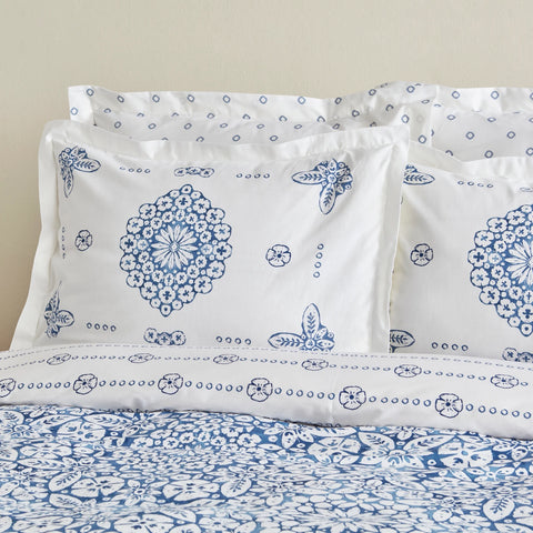 Ensemble de Literie Karaca Home Ida Bleu 100 % Coton Pour Lit Double