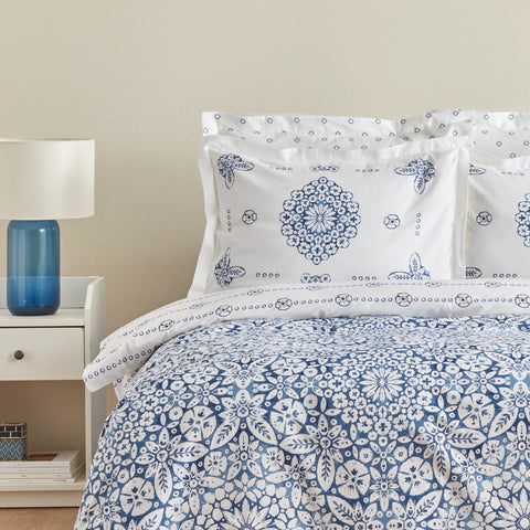Ensemble de Literie Karaca Home Ida Bleu 100 % Coton Pour Lit Double