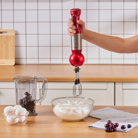 Robot de Cuisine Karaca Mastermaid Prosteel avec Pied Blender Long, 6 Lames, 2500 W Imperial Red