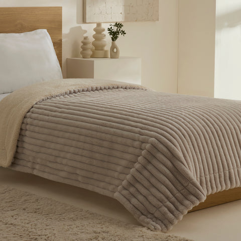 Karaca Stripe Sherpa, Couverture, 150x200cm, Gris