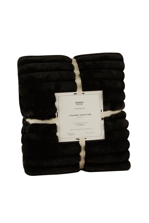 Karaca Stripe, Couverture, 130x150cm, Noir
