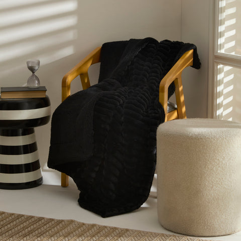 Karaca Stripe, Couverture, 130x150cm, Noir