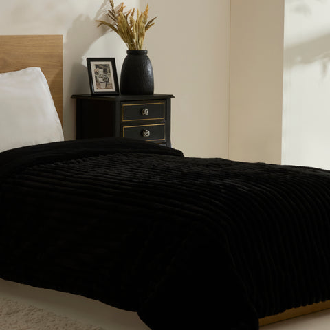 Karaca Stripe, Couverture, 150x200cm, Noir