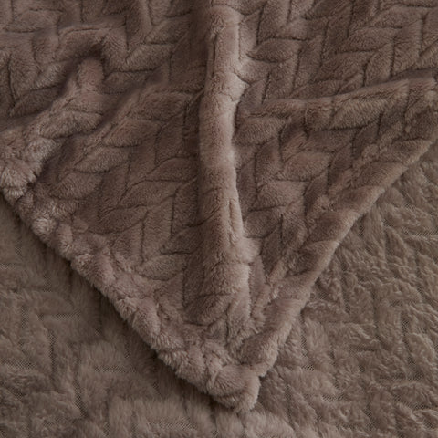 Karaca Leaves, Couverture, 150x200cm, Gris Pierre