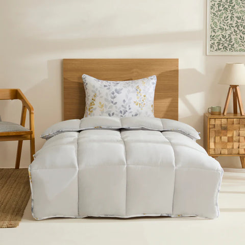 Karaca Leaf Gris Ensemble Couette Simple 135x200 + 50x70