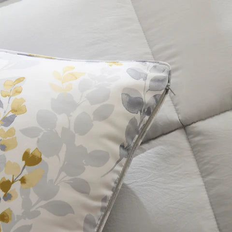 Karaca Leaf – Ensemble couette une personne gris 155 x 220 + 50 x 70