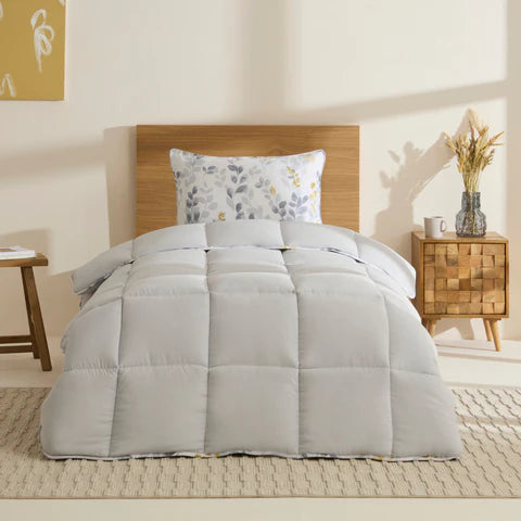Karaca Leaf – Ensemble couette une personne gris 155 x 220 + 50 x 70