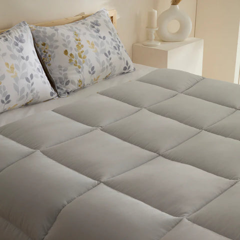 Karaca Leaf Gris – Ensemble Couette Double 200x200 + 2x50x70