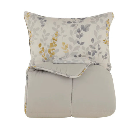 Karaca Leaf Gris – Ensemble Couette Double 200x200 + 2x50x70