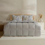 Karaca Leaf Gris – Ensemble Couette Double 200x200 + 2x50x70