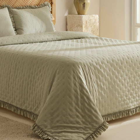 Fiona, Set de Couvre-lit, Double, Vert Sauge