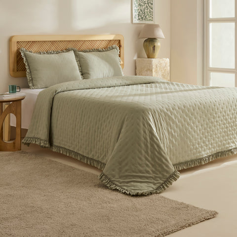 Fiona, Set de Couvre-lit, Double, Vert Sauge