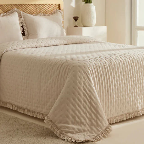 Karaca Home Fiona Ensemble Couvre-lit, Double, Beige