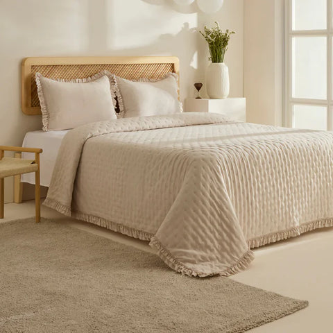 Karaca Home Fiona Ensemble Couvre-lit, Double, Beige