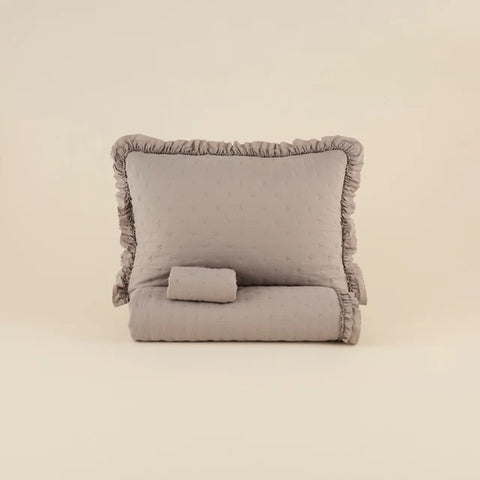 Ensemble de Couvre-lit Fiona Gris 230x240 cm + 2 Taies (50x70 cm)