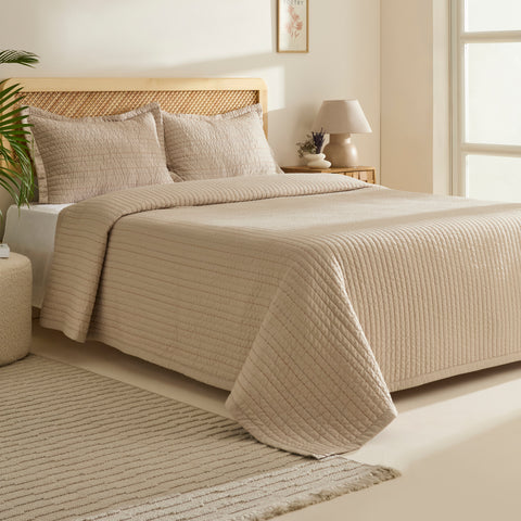 Manon, Set de Couvre-lit, Double, Beige