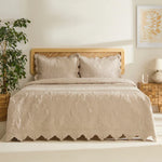 Ensemble de Couvre-lit Camille Beige 230x240 cm + 2 Taies (50x70 cm)