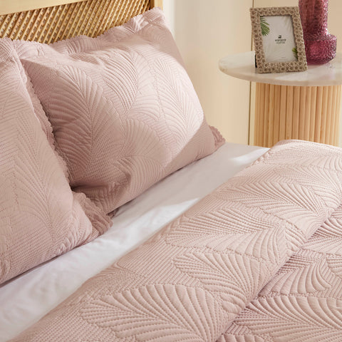 Leaf, Set de Couvre-lit, Double, Rose Poudré