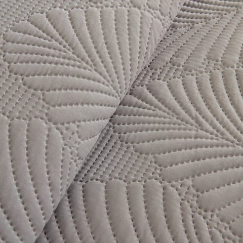 Ensemble Couvre-lit Leaf Gris 230x240 cm + 2 (50x70 cm)