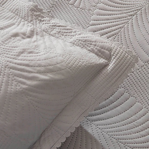 Ensemble Couvre-lit Leaf Gris 230x240 cm + 2 (50x70 cm)