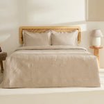 Ensemble Couvre-lit Leaf Beige 230x240 cm + 2 (50x70 cm)