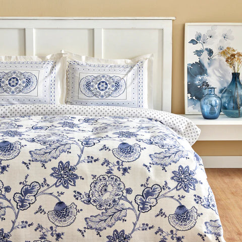 Karaca Amar Housse de Couette Bleue 100% Coton Double Taille