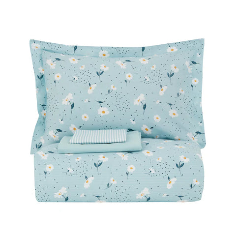 Karaca Daisy Housse de Couette 100% Coton Simple Taille, Menthe