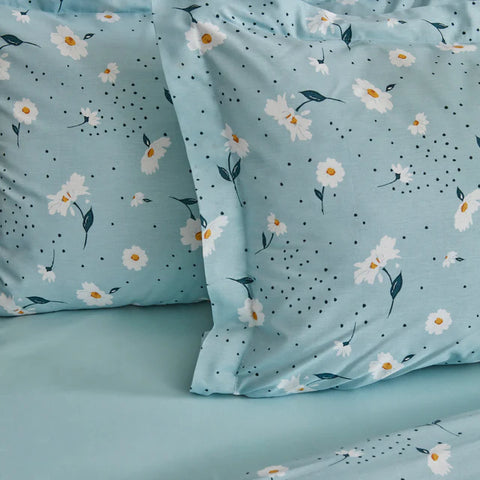 Karaca Daisy Housse de Couette 100% Coton Simple Taille, Menthe