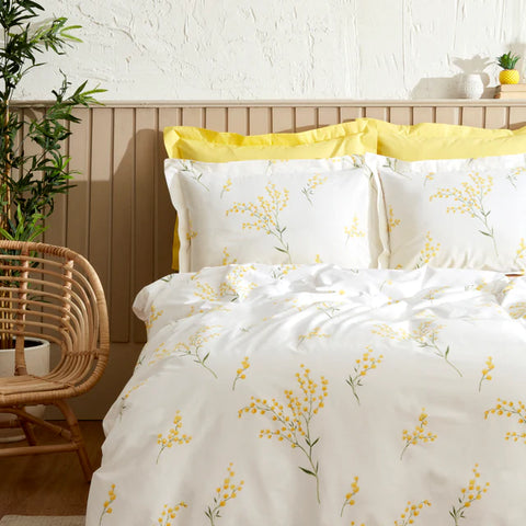 Karaca Home Loretta Housse de Couette 100% Coton Double Taille Jaune