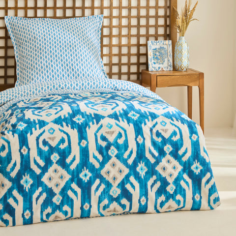 Karaca Neos Parure de lit en coton renforcé (Ranforce), bleue